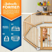 Parc de jeu pliable pour bébé Double barrière de sécurité Porte 8 éléments moulables individuellement, y compris ramper Barrière-Ensemble de meubles pour enfants