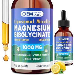 Marca Privada, Gotas Liposomales de Bisglicinato de Magnesio Líquido Oral de 1000 mg para Dormir, Calmar, Mejorar la Salud Ósea y Muscular en Adultos, 2 Porciones Diarias - Product Image 1