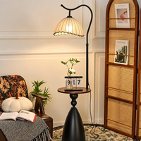 Lampe sur pied en coton et lin avec table d'appoint, hauteur réglable, pour salon, chambre, décoration intérieure