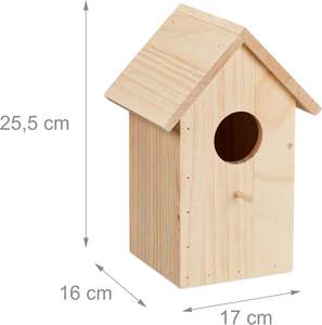 Nichoir à oiseaux en bois naturel fait à la main, décoratif, suspendu, durable, avec 4 trous, pour l'extérieur - Product Image 4