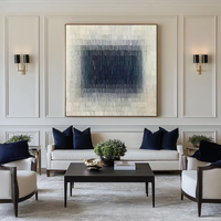 Wabi-Sabi peinture texturée Art mural abstrait neutre en toile peinte à la main minimaliste beige et bleu pour la décoration intérieure moderne