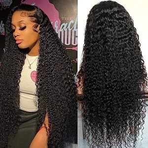 Brazilian <b>Deep</b> <b>Wave</b> Lace Front <b>Wig</b> Transparent Lace Natural Black 150% Density Long Human Hair <b>Wig</b> for Women - Product Image 4