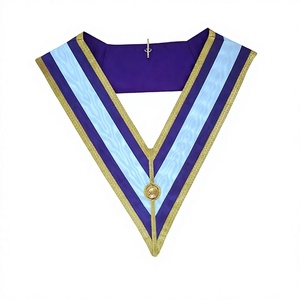 Masonic สก็อตไรต์ปกสีม่วงและสีขาวที่มีขอบทอง | สมาชิก Masonic ปรับแต่งปลอกคอ - Product Image 1