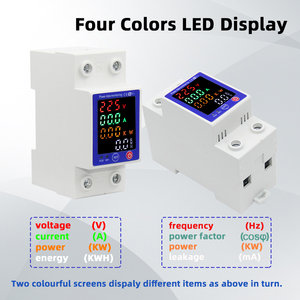 63a Display Din Rail Adjustable Over Under Voltage <b>Surge</b> <b>Protector</b> Relay Over Current protection kwh Power Meter - Product Image 5