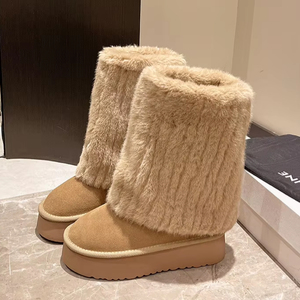 <span class=keywords><strong>Botas</strong></span> <span class=keywords><strong>de</strong></span> nieve <span class=keywords><strong>de</strong></span> lujo para mujer, <span class=keywords><strong>de</strong></span> piel sintética peluda, con plataforma alta, cálidas para invierno, suela gruesa, zapatos <span class=keywords><strong>de</strong></span> mujer, venta al por mayor, personalizables - Product Image 1