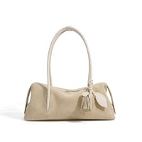 Tas Selempang Wanita Kulit Suede Minimalis 2026, Tas Tangan Santai dengan Rumbai