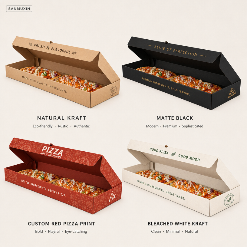 Custom Disposable Long Rectangular Pizza Box Corrugated Paper Takeout ...