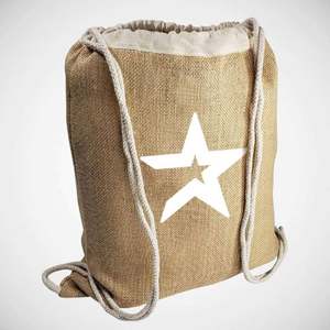 Sacs à dos en jute avec cordon de serrage en coton doux, sacs à cordon en toile de jute pour la plage, les sports et la randonnée - Product Image 1