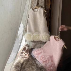 <span class=keywords><strong>Robe</strong></span> en satin au genou à col rond doux de style étoile pour enfants nouvelle <span class=keywords><strong>robe</strong></span> de gilet d'automne hiver pour le premier anniversaire de bébé fille - Product Image 2