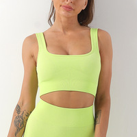 Soutien-gorge de sport pour femme FLW, logo personnalisé, léger, respirant, maintien élevé, grande taille, fitness, bleu, tricot côtelé