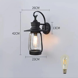 Lámpara de Caballo Americano con luz de soporte, farol impermeable Vintage <span class=keywords><strong>para</strong></span> exteriores, iluminación de cristal, lámpara de pared E27 <span class=keywords><strong>para</strong></span> puerta Delantera de jardín - Product Image 2