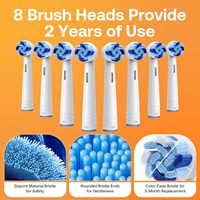Brosse à dents électrique rotative intelligente étanche IPX7 avec minuterie de 2 minutes, 8 têtes de brosse, écran LED, 5 modes, blanchiment des dents, douce