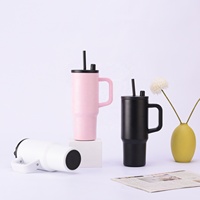 Gobelet isotherme à poignée en acier inoxydable, tasse de voyage réutilisable avec couvercle pour café, bureau, voiture, extérieur, vente en gros personnalisée