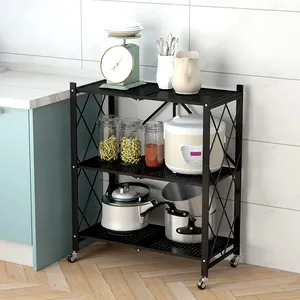 Organizador de cocina estanteria de bastidores colgador de cartera de cocina olla soporte de metal de almacenamiento plegable de estante