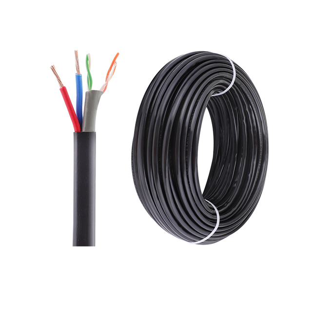 OEM CAT5e Hybrid Cable Network and Power Cable 4x24AWG+2x21AWG Pure Copper for Communication UTP Power and Data Combined Cable