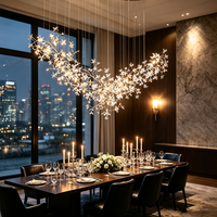 Lustre moderne en cristal LED à fleurs colorées, luminaire suspendu de luxe pour salle à manger et salon