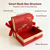 Boîte à livre rigide magnétique recyclée Forest Packing avec poignée métallique et ruban doré pour emballage de luxe de fleurs et de parfums de mariage