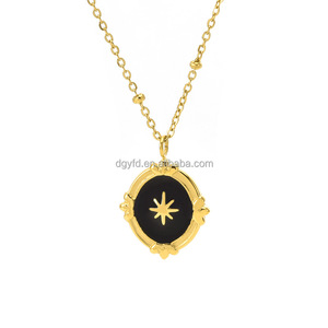 Fashion Jewelry Stainless Steel Enamel Pendant Necklace 18k Pvd Coated Waterproof Non-fading Moon Octagonal Star <strong>Queen</strong> Necklace - Product Image 6