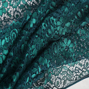 Wholesale Price Lightweight Knitted Green Floral Lace Nylon Polyester <strong>Fabric</strong> For Apparel Dress Use - Product Image 6