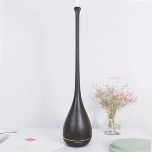 Long nozzle mini ultrasonic cool mist aroma diffuser wood grain negative ion humidifier for home