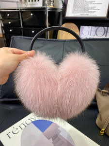 أغطية أذن نسائية أنيقة من فرو الثعلب والراكون الحقيقي، واقي أذن شتوي دافئ، غطاء أذن من فرو الثعلب الفضي - Product Image 5