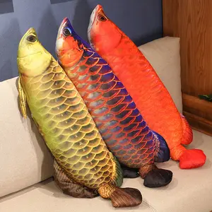 Bán buôn không điền unstuffed cá sang trọng da sáng tạo cá vàng arowana plushie Gối búp bê đồ chơi mà không cần bông