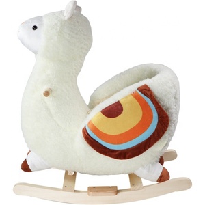 Alpaga blanc Animal en peluche à <span class=keywords><strong>bascule</strong></span> jouets cheval d'équitation en bois enfants cheval à <span class=keywords><strong>bascule</strong></span> - Product Image 4