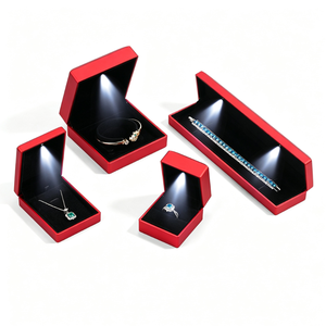 High-end Custom Logo Painted Eco-friendly Plastic <b>LED</b> Light Jewelry Set Box Custom Design for Ring Bangle Pendant Bracelet - Product Image 1