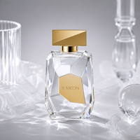 Botol Parfum Kaca Mewah Bentuk Persegi Tidak Beraturan 100ml Botol Parfum Semprot Kaca dengan Kotak Hadiah