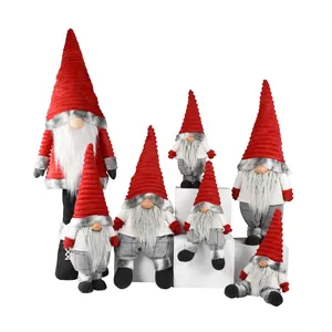 עבודות יד קישוטי חג המולד מקורה קישוט גדול Gnome סנטה קלאוס בד עבור חג המולד Elf Tomte נואל Navidad קטיפה 2pcs