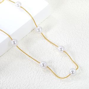 Collier ras du cou en acier inoxydable plaqué or 18 carats avec pendentif perle personnalisé, étanche, pour femme, vente en gros - Product Image 4