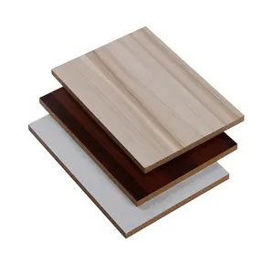 Different Size Board Wood Grain/ Solid Color/ Marble Grain Melamine Veneer MDF Sheet for Furniture