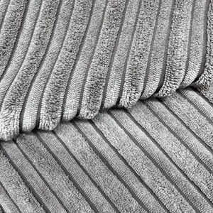 Vải nhung tăm sọc lớn màu xám 100% polyester, dệt thoi, nhuộm trơn, dùng làm vỏ ghế <span class=keywords><strong>sofa</strong></span>, có tính năng chống cháy - Product Image 3