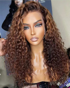 Peluca rizada de encaje Invisible, pelo humano virgen de Color marrón ombré, sin parte, con línea de cabello Natural - Product Image 2