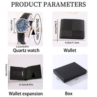 Set Hadiah Pria Mewah Jam Tangan Quartz Sabuk Gesper Pin Dompet Kotak-kotak Kemasan Elegan Hadiah Ideal untuk Ayah Hari Jadi Hari Ayah