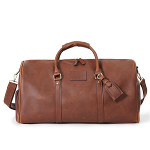 Direct Factory Supply Vintage Style Handmade PU Leather Travel Duffle Bag Trolley Luggage Bag with <b>Shoes</b> Compartment Bag - Product Image 1