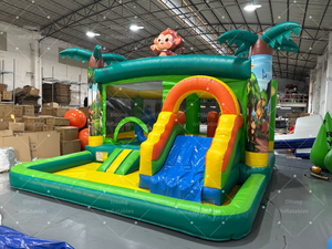 Château <span class=keywords><strong>gonflable</strong></span> commercial Jungle Monkey avec toboggan et piscine à balles, maison de saut <span class=keywords><strong>gonflable</strong></span> pour fête d'anniversaire en plein air - Product Image 4
