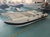 Bateau pneumatique catamaran en aluminium de 3,8 m, Mehler PVC, capacité de 6 personnes avec plateforme d'extension à l'avant pour la surveillance, fabriqué en Chine OEM ODM