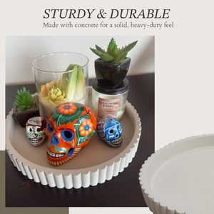 Plateau rond en béton de 13 pouces, centre de table décoratif gris moderne, plateau de service pour la maison, le salon, le bureau. - Product Image 4