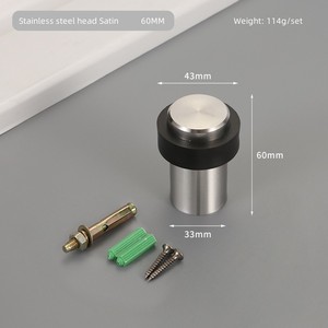 Thiết kế hiện đại 46mm 60mm 80mm Chiều cao tầng hình trụ cửa thép không gỉ Stopper với cao su màu đen cửa dừng - Product Image 3