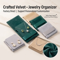 Pochette à bijoux de luxe carrée en velours avec couvercle rabattable anti-poussière et ruban satiné pour boucles d'oreilles et colliers