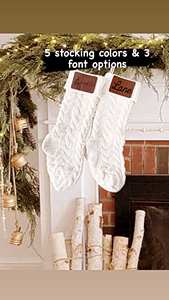 Bas de Noël personnalisés Bas de Noël gravés au laser avec nom en cuir - Product Image 2