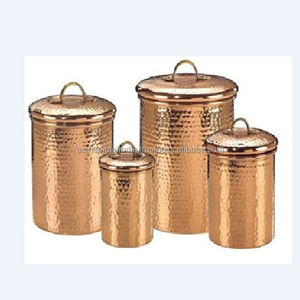 Ensemble de 4 récipients de stockage en acier inoxydable martelé avec finition dorée pour l'organisation de la maison et des ustensiles de cuisine en Inde - Product Image 1