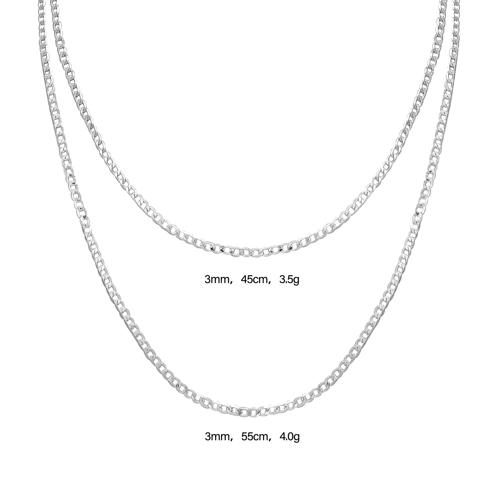 Elfic New Style 3MM chains chain silver gold plated jewelry