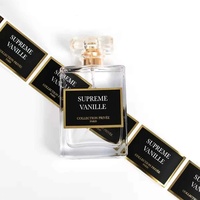 Rouleau d'étiquettes adhésives personnalisées de luxe, logo imprimé, estampage à chaud or et argent, étiquettes pour flacons de parfum, autocollants cosmétiques imperméables