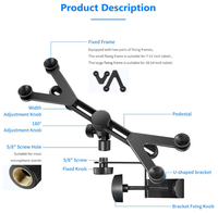 Soporte Ajustable para Tablet con Abrazadera Giratoria de 360 Grados, Compatible con iPad, iPad Pro, Nexus, Galaxy, para Estudio y Uso Diario