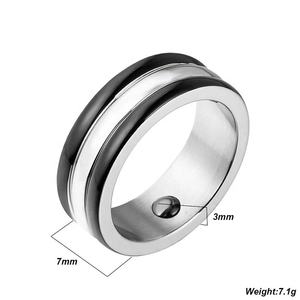 Pasokan Pabrik Perhiasan Pria Cincin Baja Terapi Magnetik Baja Tahan Karat Berlapis Hitam untuk Dijual - Product Image 2