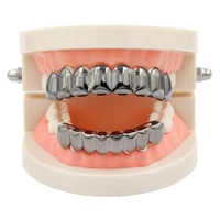 Appareil dentaire en tungstène HIPHOP pour dents supérieures et inférieures, 8 croix, design simple et lisse, unisexe, électroplaqué, mariage, G-048, vente en gros
