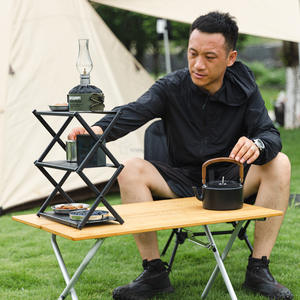 Mini étagère de rangement pliante multifonctionnelle en alliage d'aluminium, étagère de table pour le camping en plein air, la pêche, les voyages en vélo, rectangulaire - Product Image 1