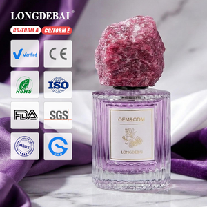 50ml <b>Empty</b> Perfume <b>Spray</b> <b>Bottle</b> with Round Crimp Design and Natural Jade Stone Cap for Luxury Fragrance Packaging Wholesale - Product Image 1